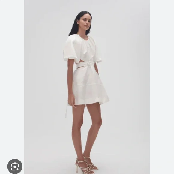 aje white cut out dress AJE Mimosa Cut Out Midi Dress In Colour Ivory Size 4